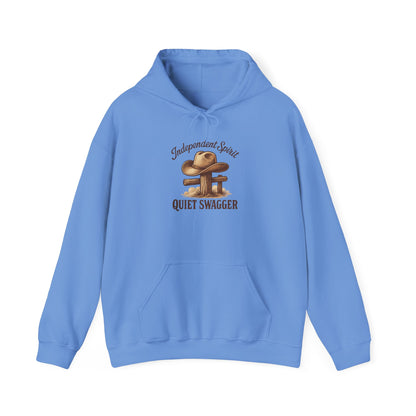 Quiet Swagger Hoodie – "Independent Spirit" Cowboy Hat Graphic Pullover