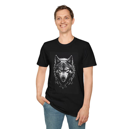 Wolf Graphic Unisex Softstyle T-Shirt, Animal Lover Apparel, Nature Tee, Unique Gift for Outdoorsy Friends, Casual Wear, Birthday Gift