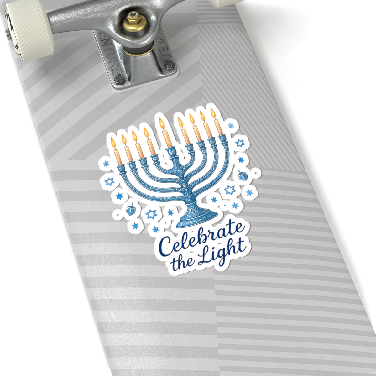 Hanukkah Menorah Sticker — "Celebrate the Light" Kiss-Cut Sticker
