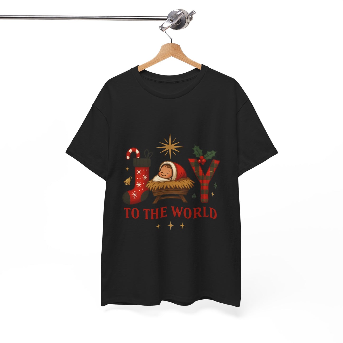 Christmas Joy Unisex Tee with Baby Jesus Illustration