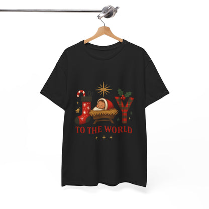 Christmas Joy Unisex Tee with Baby Jesus Illustration