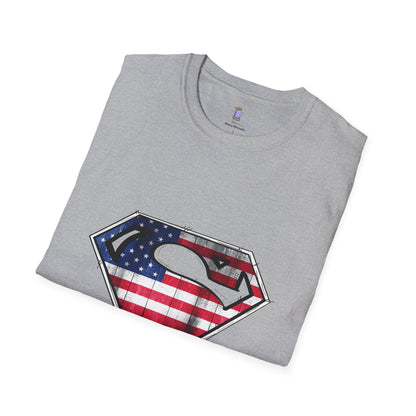 Superdad Patriotic T-Shirt | Unisex Softstyle Tee | Perfect for Father's Day, Dad's Birthday, Casual Wear, Superhero Theme