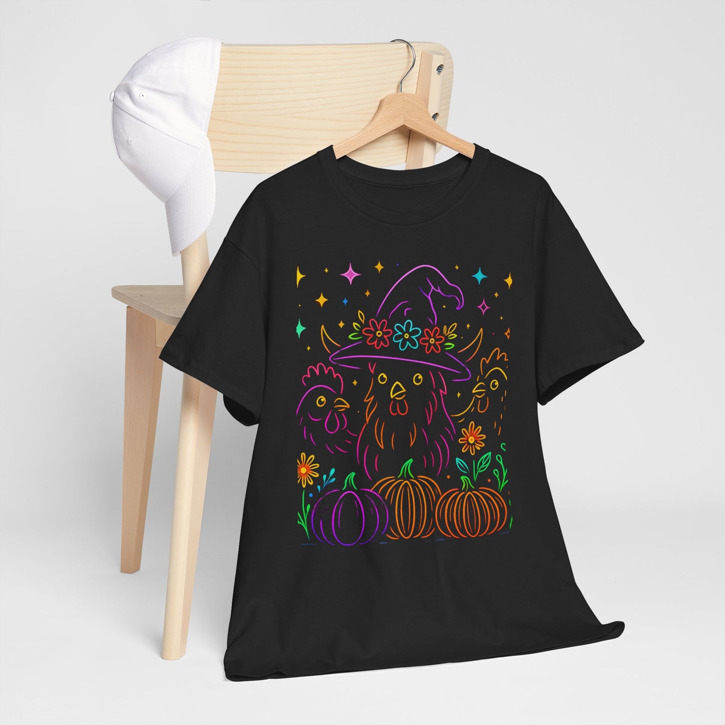 Witchy Chicken Tee – Magical Halloween Pumpkin Shirt