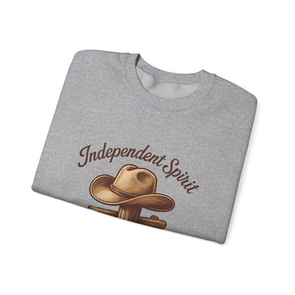 Crewneck Sweatshirt — "Independent Spirit, Quiet Swagger" Western Hat Graphic