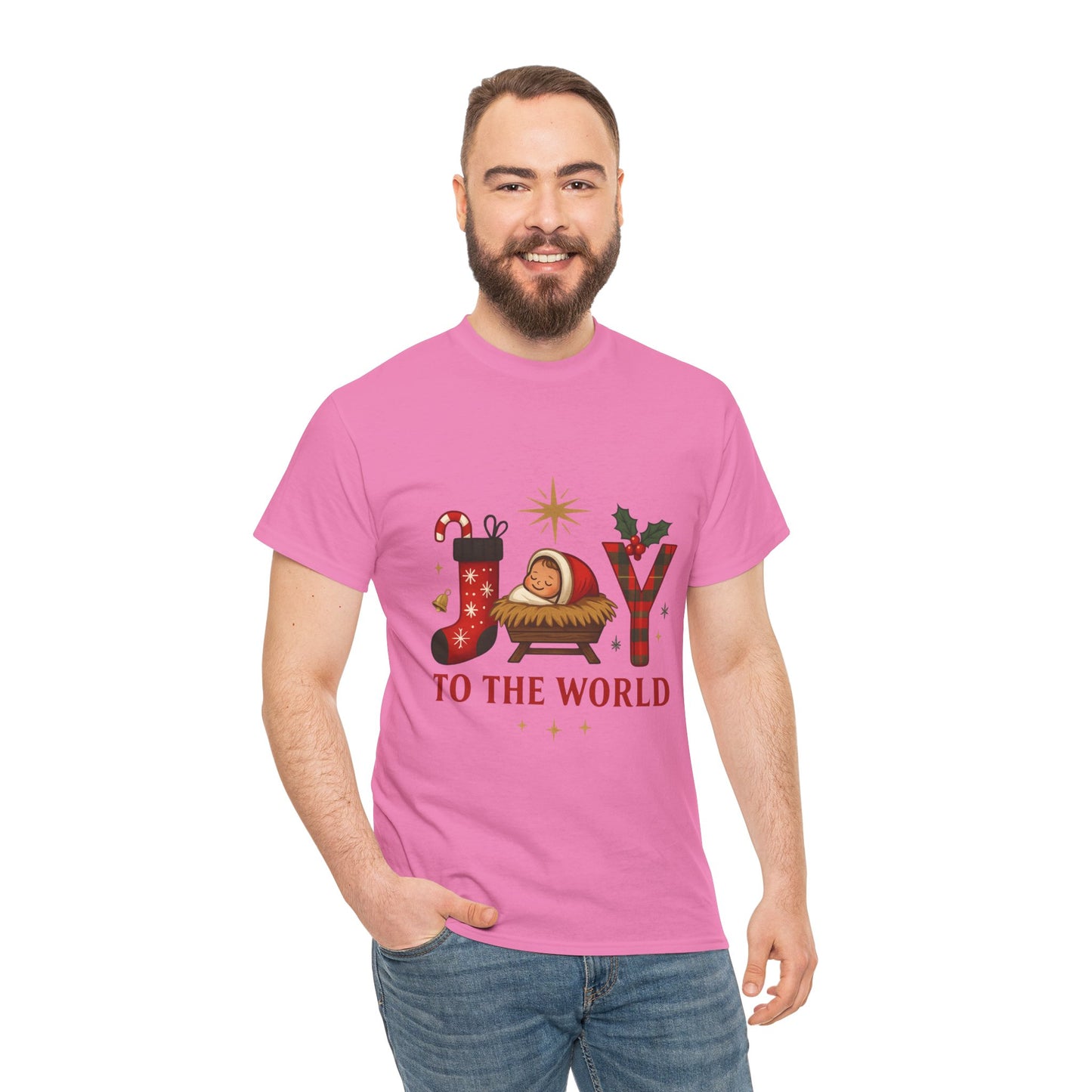 Christmas Joy Unisex Tee with Baby Jesus Illustration
