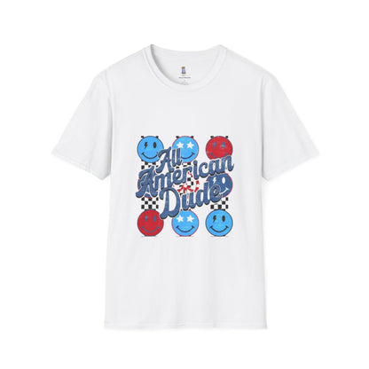 All American Dude Unisex T-Shirt, Patriotic Tee, Summer Fashion, Gift for Him, July 4th Celebration, Casual Wear