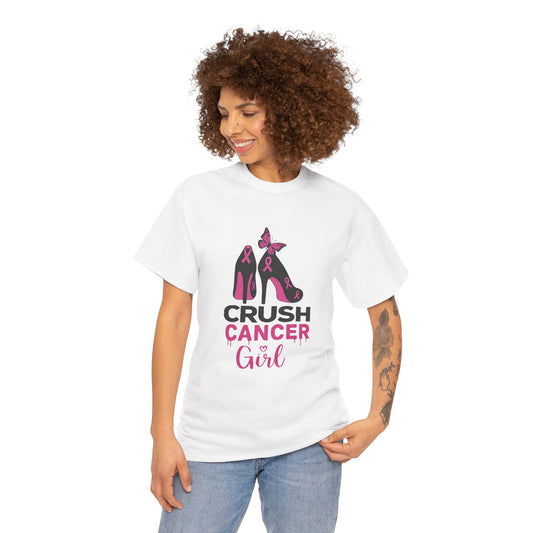 Crush Cancer Girl Tee: High Heels, Pink Ribbon, Hope