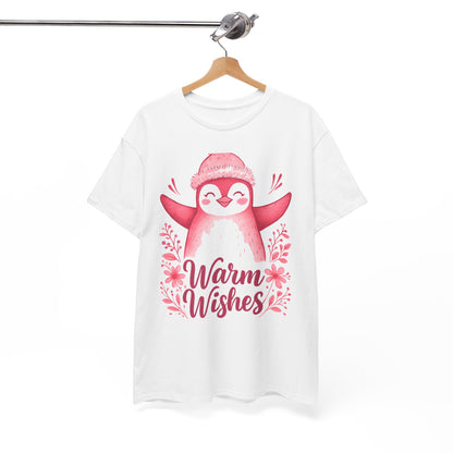 Warm Wishes Pink Penguin Tee - Holiday Tee