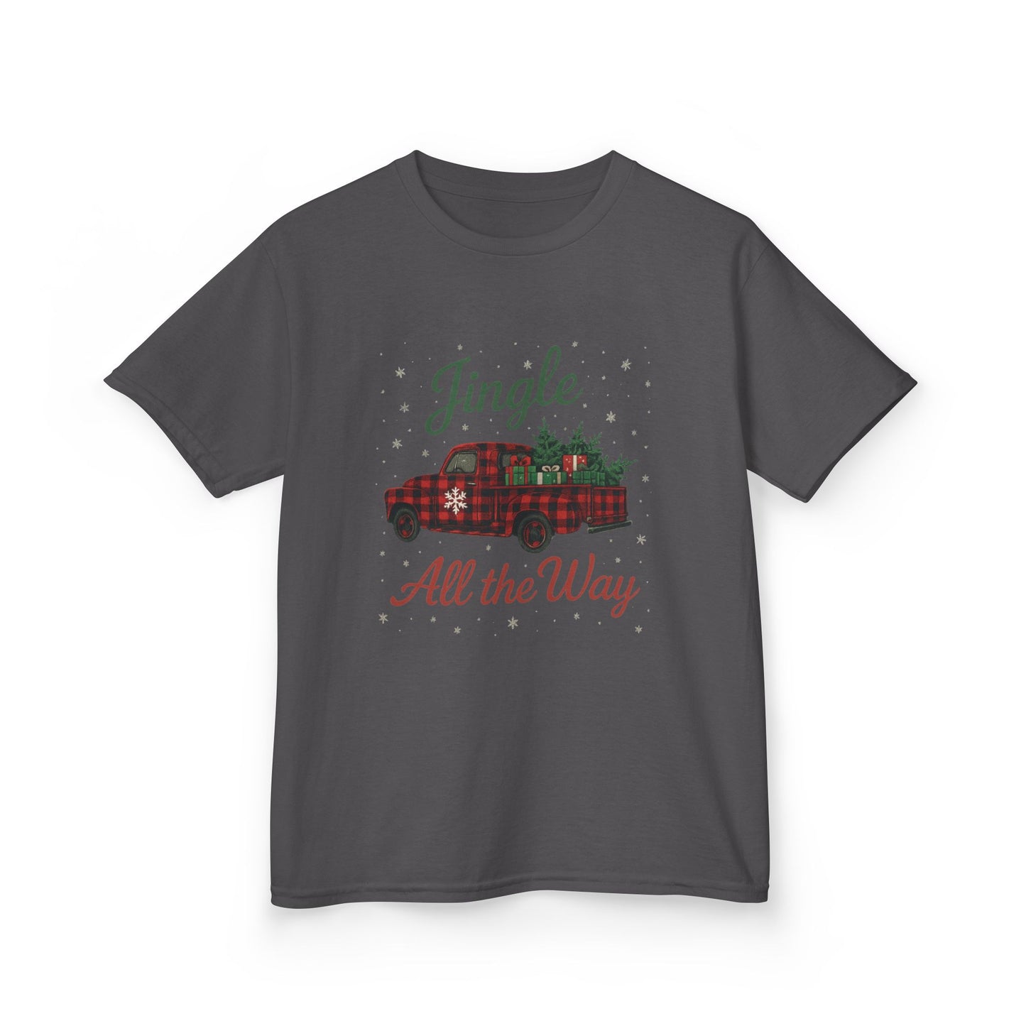 Jingle All The Way Dino Truck Kids Christmas Tee