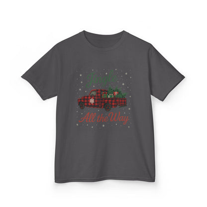 Jingle All The Way Dino Truck Kids Christmas Tee