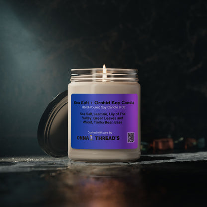 Relaxing Scented Soy Candle | Sea Salt & Orchid, Aromatherapy Gift, Home Decor, Spa Essentials, Eco-Friendly Candle