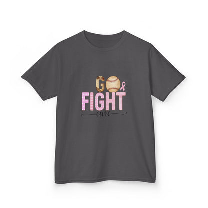 Go Fight Cure Baseball Pink Ribbon Kids Christmas Tee