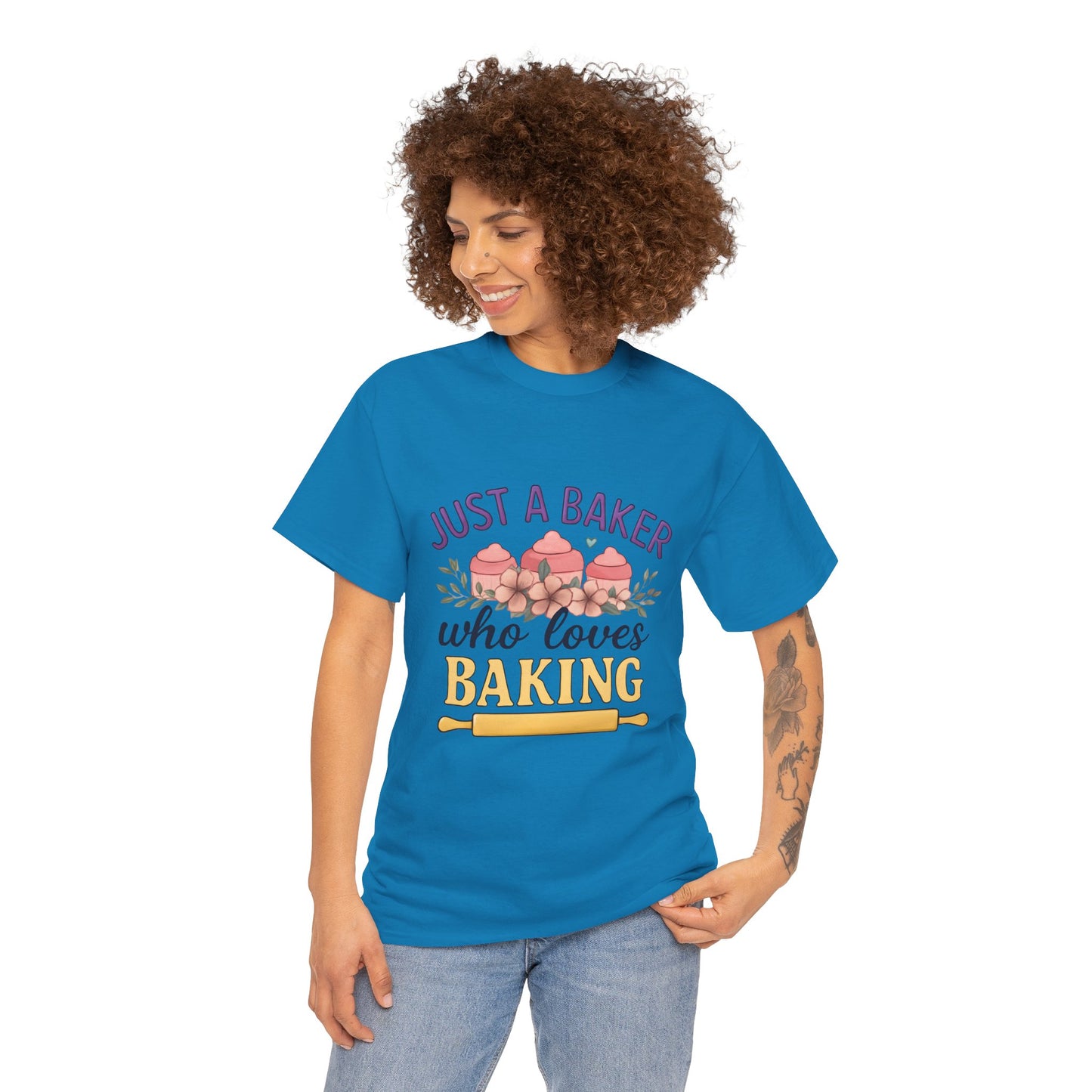 Baking Lover Tee with Cupcake and Rolling Pin Design