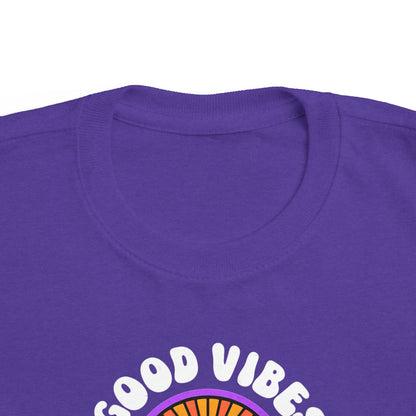 Toddler's Good Vibes Tee - Bright Jersey T-Shirt for Kids, Fun Summer Wear, Gift for Birthdays, Playdates, Rainbow Theme