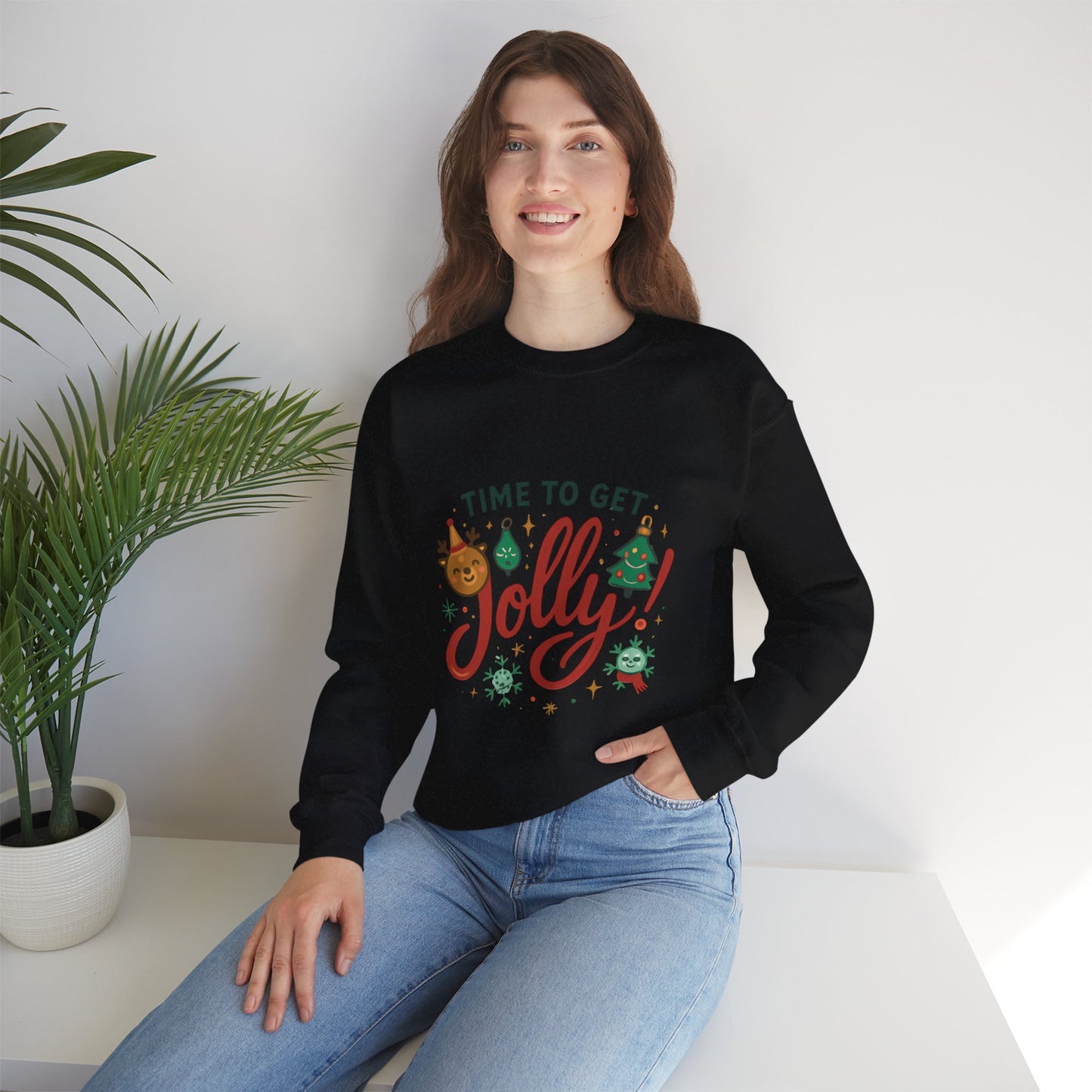 Holiday Sweatshirt - "Time to Get Jolly!" Christmas Crewneck