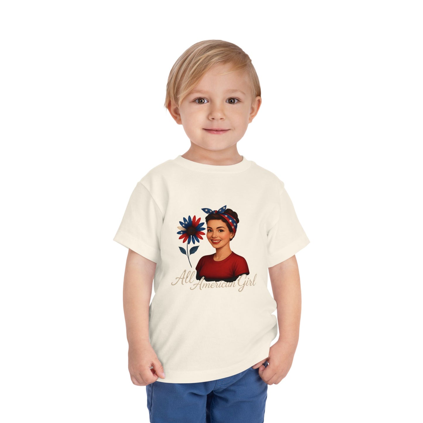 Toddler Tee All American Girl Patriotic Floral Shirt