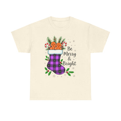 Buffalo Plaid Stocking Unisex Tee - Be Merry & Bright