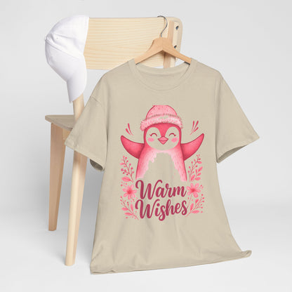 Warm Wishes Pink Penguin Tee - Holiday Tee