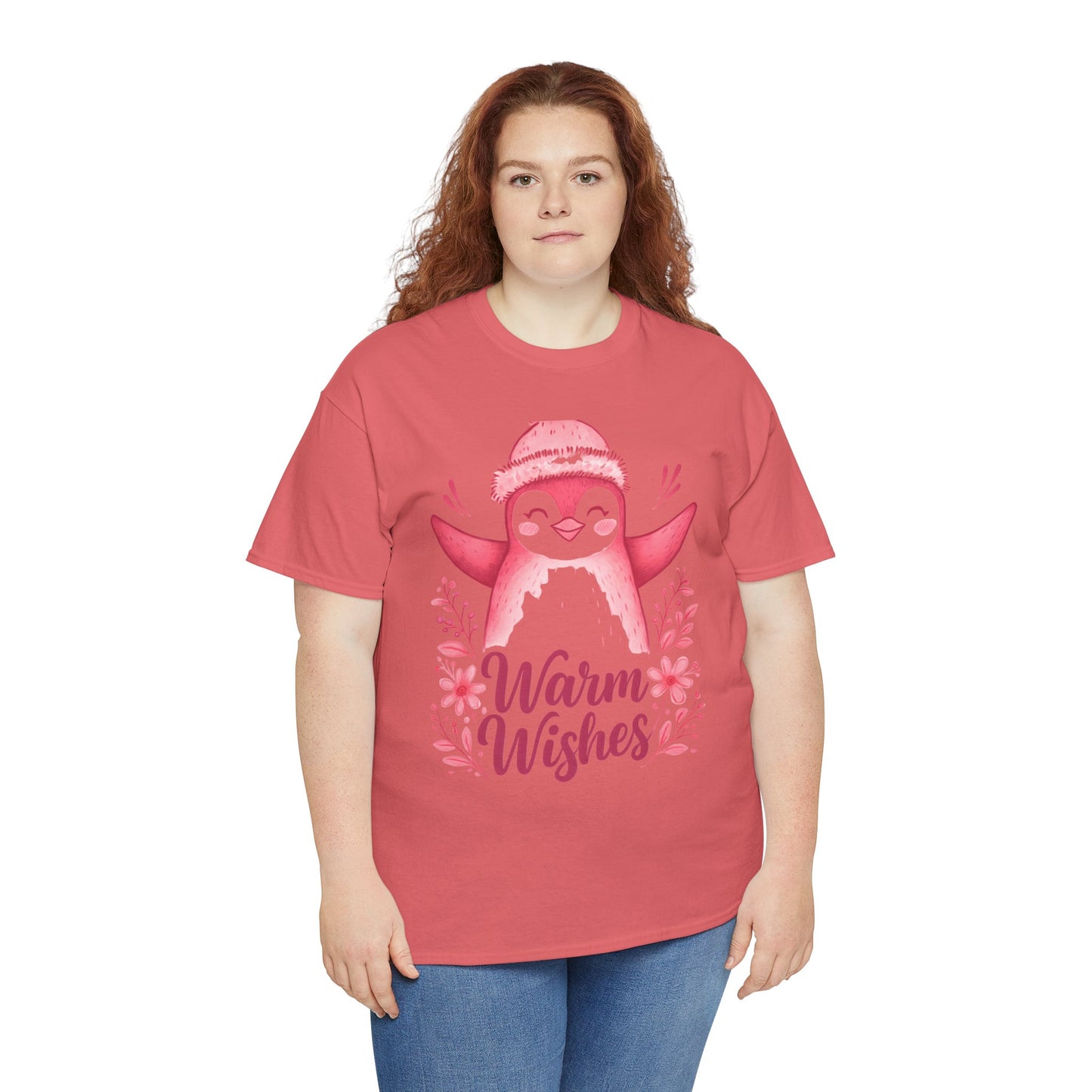 Warm Wishes Pink Penguin Tee - Holiday Tee