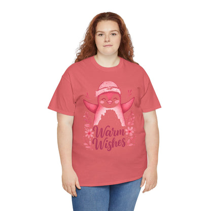 Warm Wishes Pink Penguin Tee - Holiday Tee