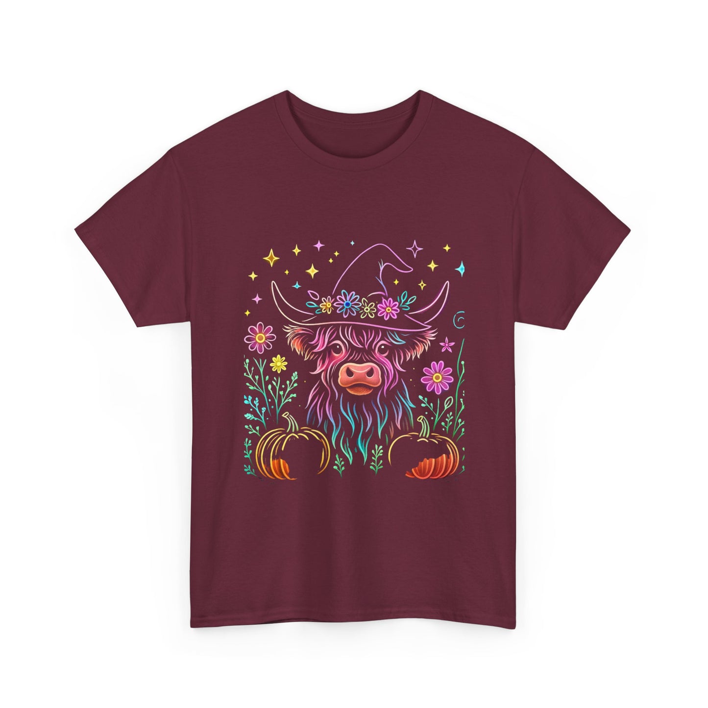 🎃 Magical Highland Cow Tee – Witchy Pumpkin Farm Shirt
