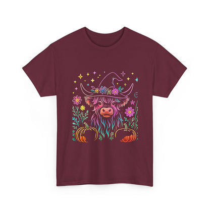 🎃 Magical Highland Cow Tee – Witchy Pumpkin Farm Shirt