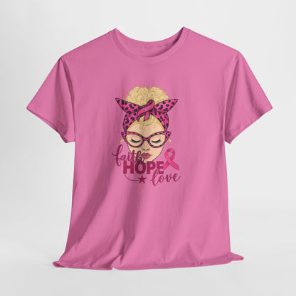 Hope Love Pink Ribbon Tee - Breast Cancer Awareness