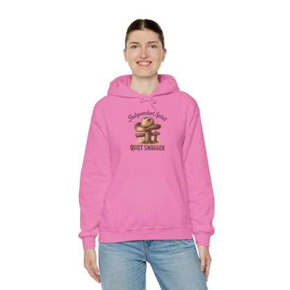 Quiet Swagger Hoodie – "Independent Spirit" Cowboy Hat Graphic Pullover
