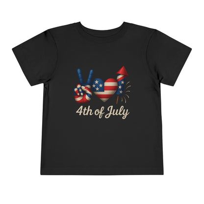 4th of July Peace & Heart Tee: Patriotic Toddler Shirt