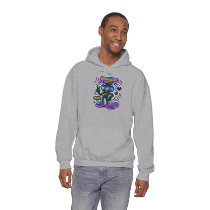 Psychedelic Alien Skate Hoodie — "Down Lord" Neon Graphic Pullover