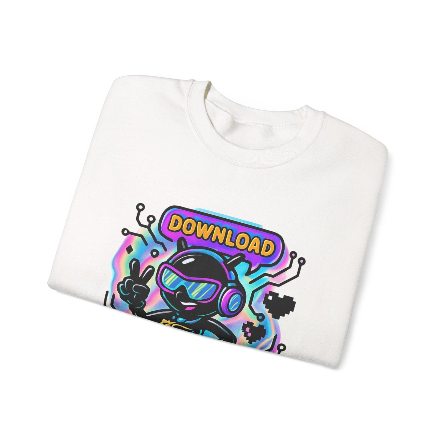 Retro Cyber Alien 'Download Now! Yes!' Crewneck Sweatshirt