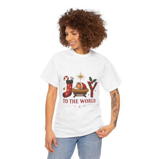 Christmas Joy Unisex Tee with Baby Jesus Illustration