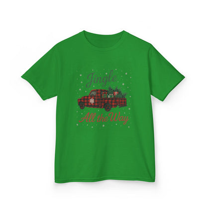 Jingle All The Way Dino Truck Kids Christmas Tee