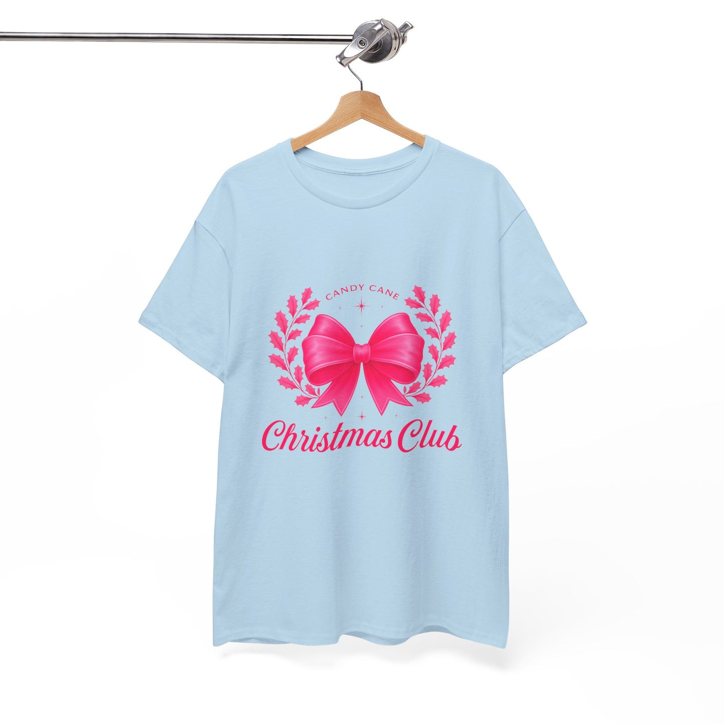 Christmas Tee with Pink Bow and Candy Cane Christmas Club Text
