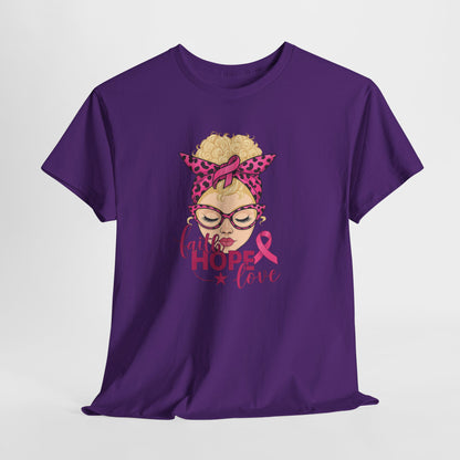 Hope Love Pink Ribbon Tee - Breast Cancer Awareness