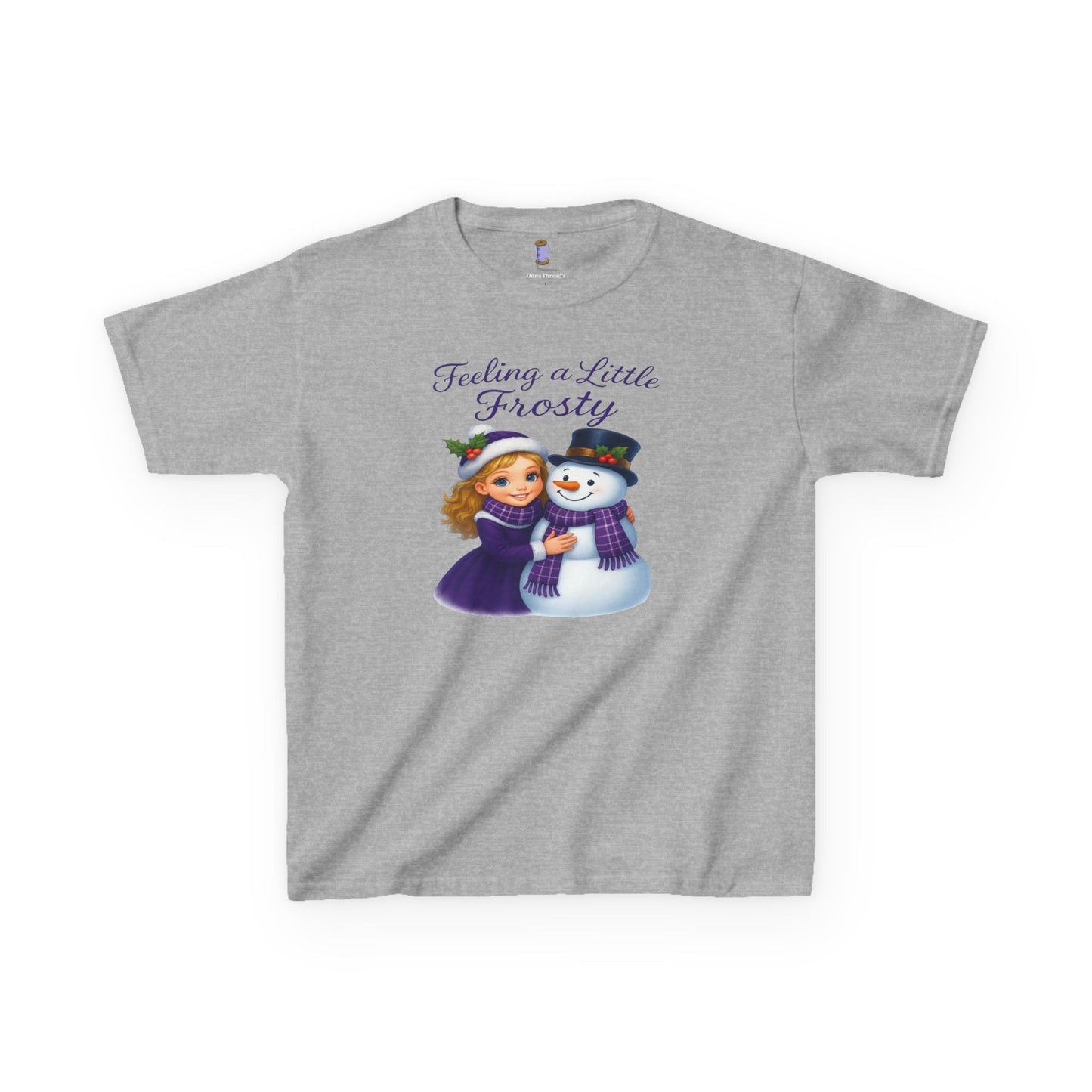 Kids Heavy Cotton™ Tee, Feeling a Little Frosty T-Shirt, Winter Tee, Holiday Gift for Kids, Cute Snowman Shirt, Fun Winter Apparel