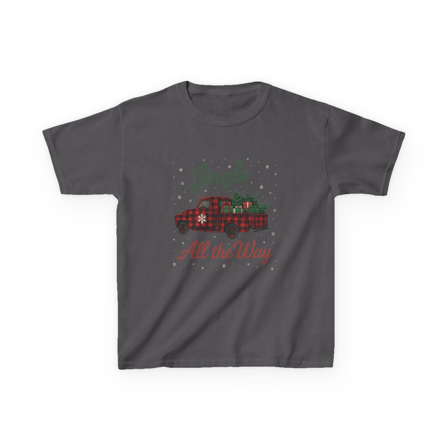 Jingle All The Way Dino Truck Kids Christmas Tee