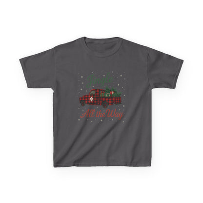 Jingle All The Way Dino Truck Kids Christmas Tee
