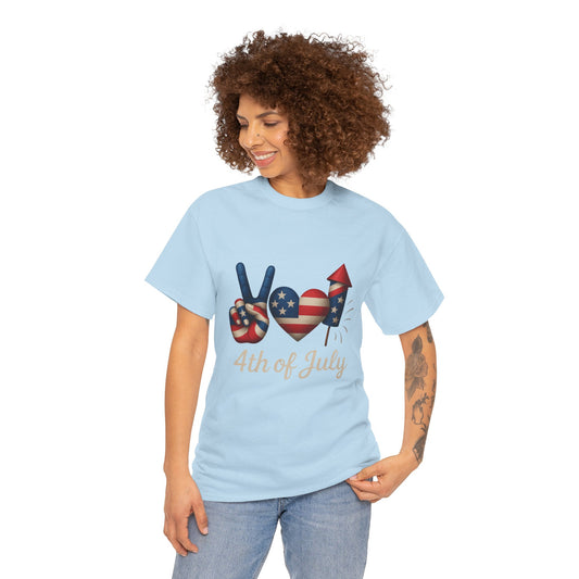 Peace Love Fireworks Tee – Patriotic 4th of July Shirt