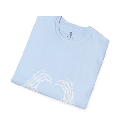 Skull Heart T-Shirt - Unisex Graphic Tee for Halloween, Love, Gifts, Casual Wear, Skeleton