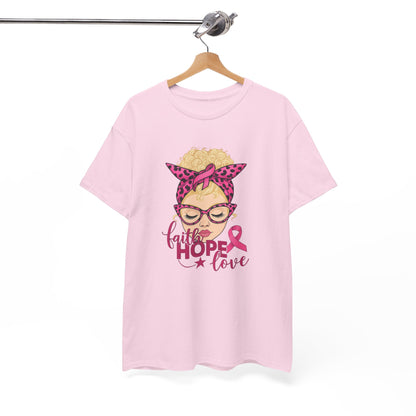 Hope Love Pink Ribbon Tee - Breast Cancer Awareness