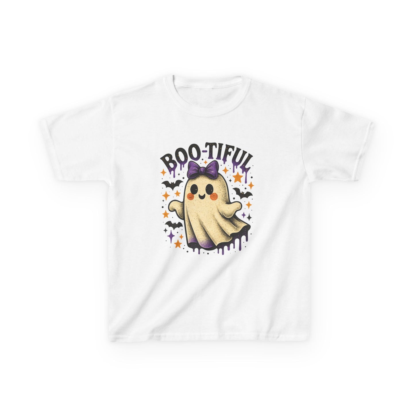 Boo-tiful Ghost Halloween Tee - Kids' Retro Graphic