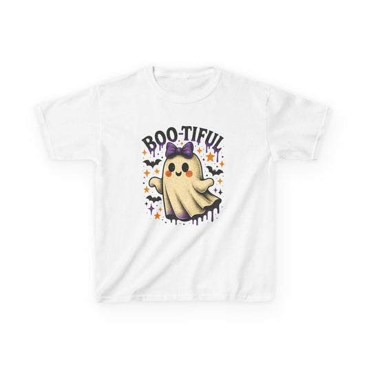 Boo-tiful Ghost Halloween Tee - Kids' Retro Graphic