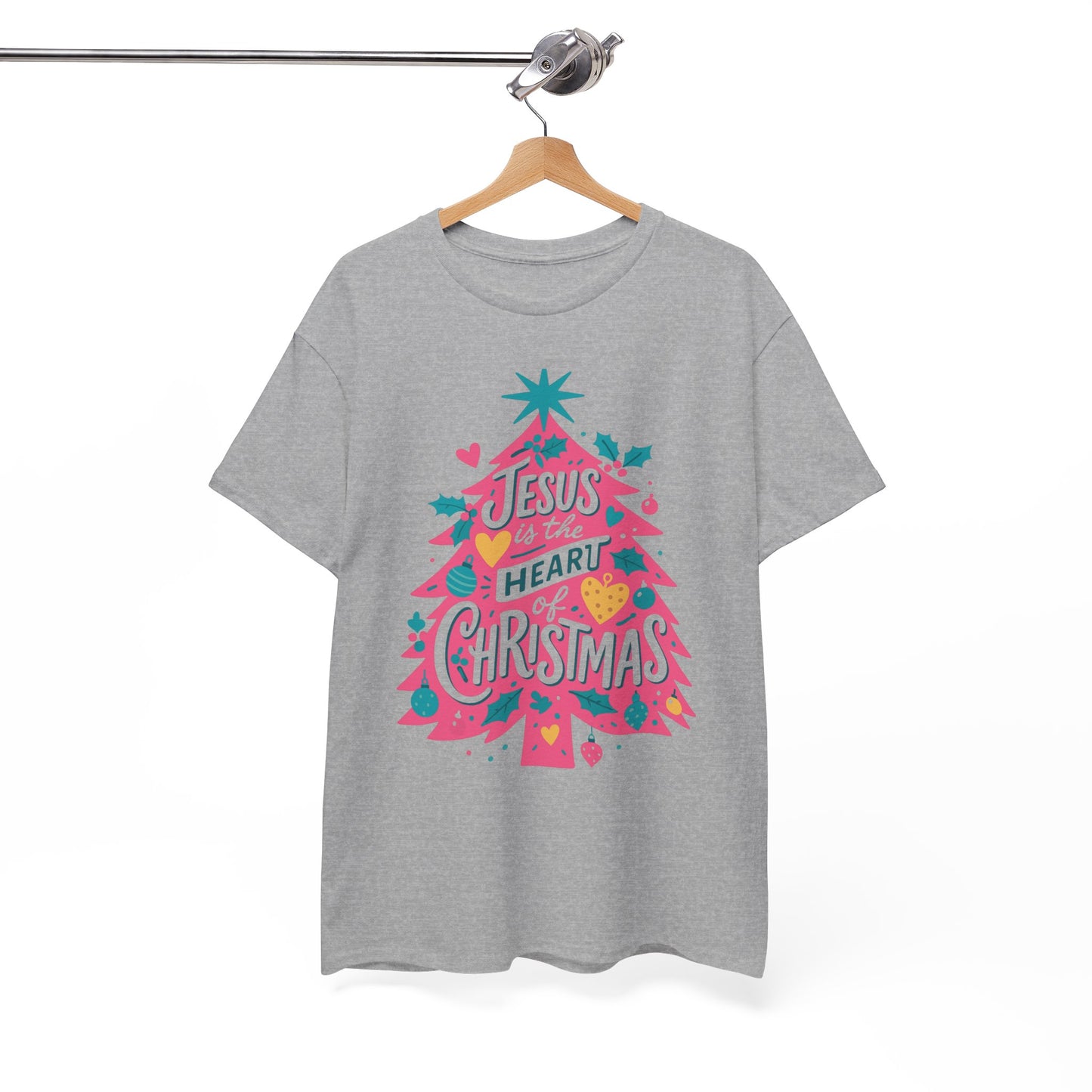 Jesus is the Heart of Christmas Pink Tree Tee