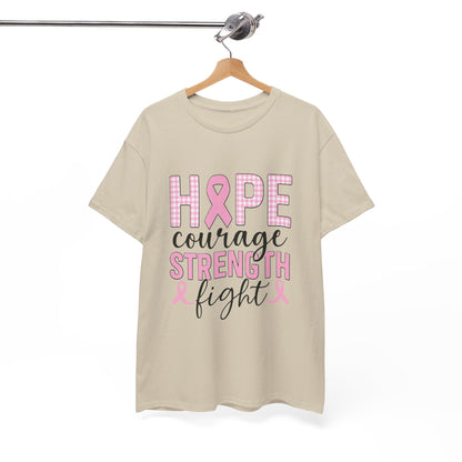 Hope, Courage & Strength Pink Ribbon Awareness Tee