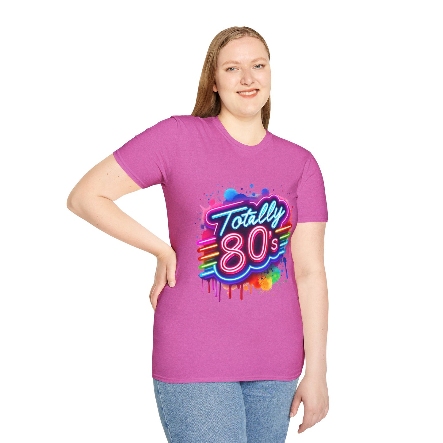 Totally 80s Unisex Softstyle T-Shirt – Retro Vintage Tee, Nostalgic Gift, Party Shirt, Perfect for 80s Theme Events, Festival Wear