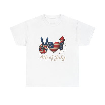Peace Love Fireworks Tee – Patriotic 4th of July Shirt