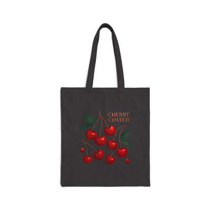 Cherry Coated Canvas Tote — Retro Cherry Grocery & Market Bag