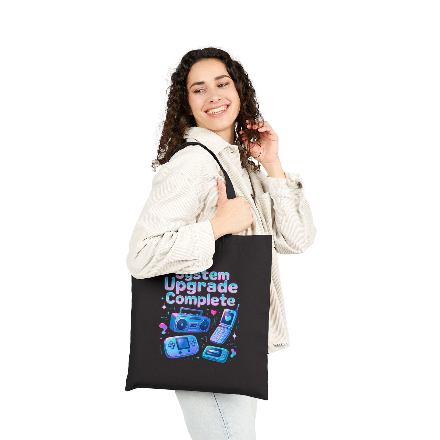 System Upgrade Complete Tote Bag — Retro Gaming Cotton Canvas Tote