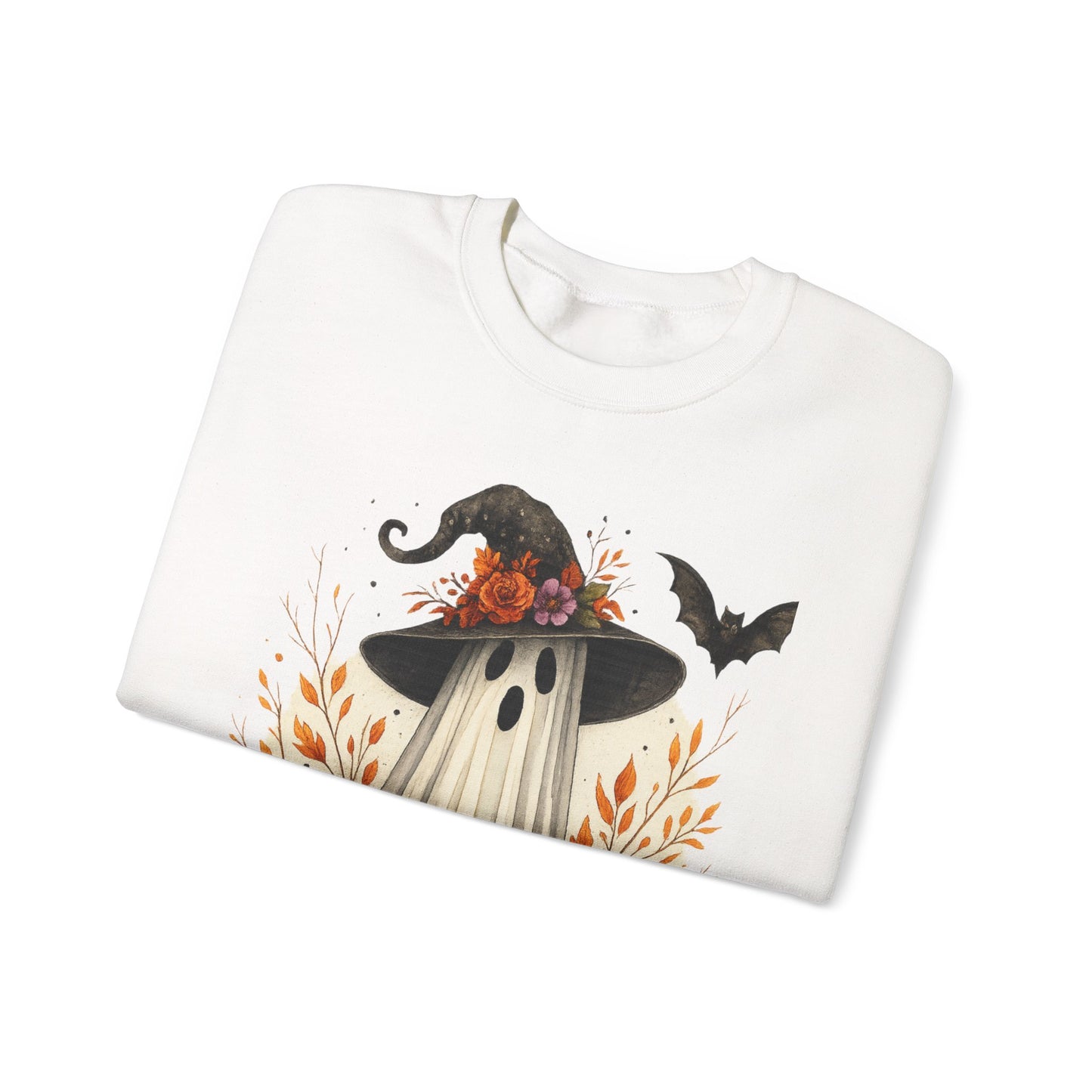 Halloween Ghost Crewneck Sweatshirt, Cozy Fall Apparel, Cute Ghost Design, Pumpkin Sweatshirt, Unisex Halloween Gift